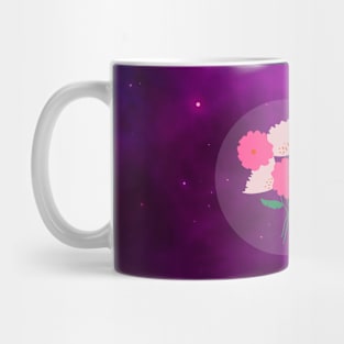 Cool Galaxy Nebula and Flowers Mug
